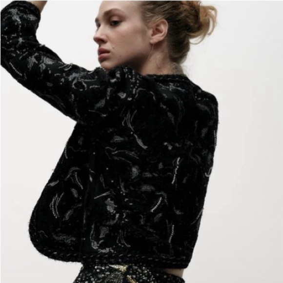 NWT ZARA KNIT CARDIGAN WITH SEQUINS SIZE L - Picture 8 of 16